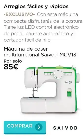 El Corte Inglés Máquina de coser multifuncional Saivod MCV13 oferta