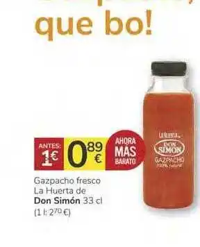 Consum Don Simón Gazpacho Fresco La Huerta De 33cl oferta