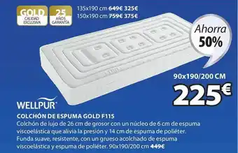JYSK Wellpur Colchón De Espuma Gold F115 oferta