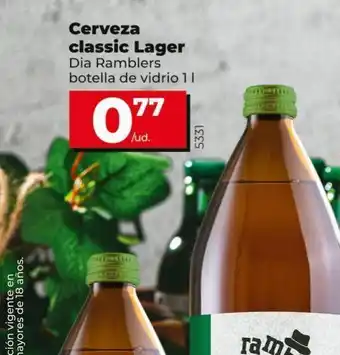 Dia Market Cerveza classic lager dia ramblers botella de vidrio 1l oferta