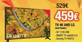 Expert 529€ 459€ tv 4k uhd lg 50up75006lf -50" (126 cm) smart tv webos 6.0 • gaming tv hdr10 lg uhd tv oferta