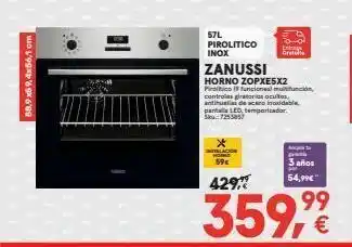 Worten 60,9 59.4x56,10m 57l 200 pirolitico e inox gretatis zanussi horno zopxe5x2 pirotico funcional multitucion control gratis o oferta