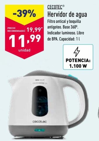 ALDI Cecotec Hervidor de agua oferta