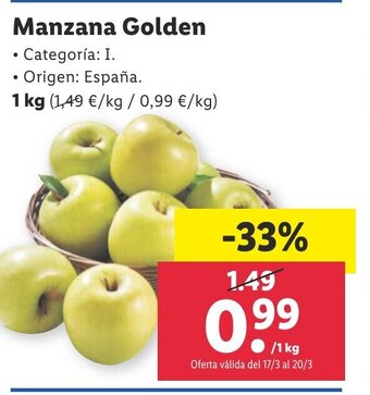 Lidl Manzana Golden 1kg oferta