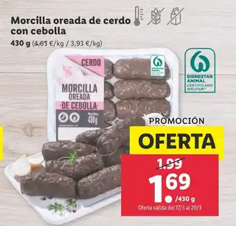 Lidl MOrcilla oreada de cerdo con cebolla 430g oferta