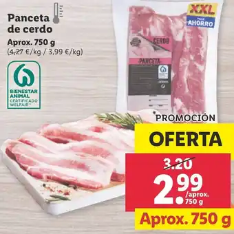 Lidl Panceta de cerdo 750g oferta