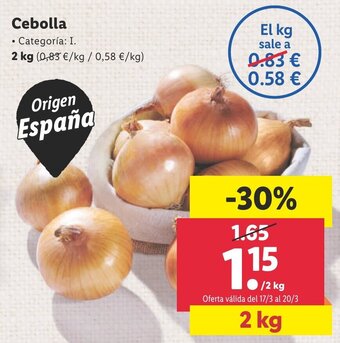 Lidl Cebolla 2kg oferta