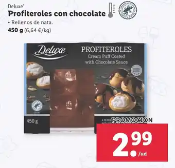 Lidl Deluxe Profiteroles con chocolate 450g oferta