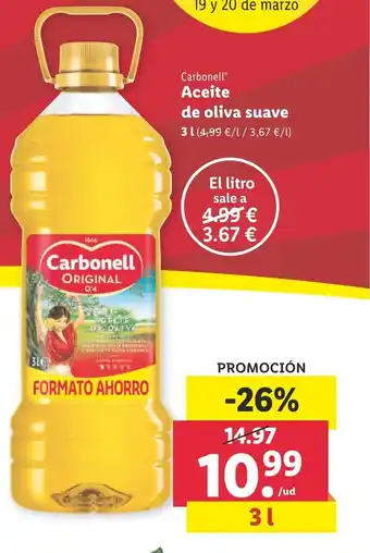 Lidl Carbonell Aceite de oliva suave 3l oferta