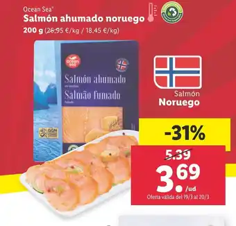 Lidl Ocean Sea Salmón ahumado noruego 200g oferta