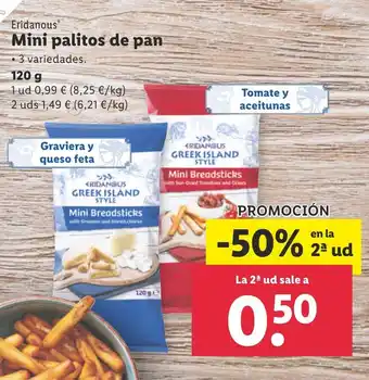 Lidl Eridanous Mini palitos de pan 120g oferta