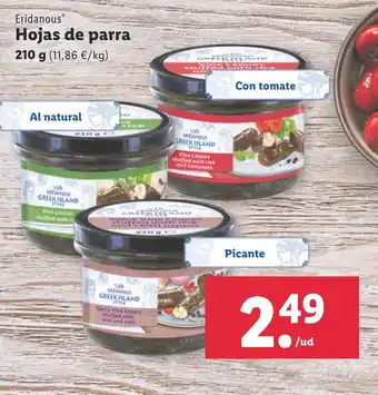 Lidl Eridanous Hojas de parra 210g oferta