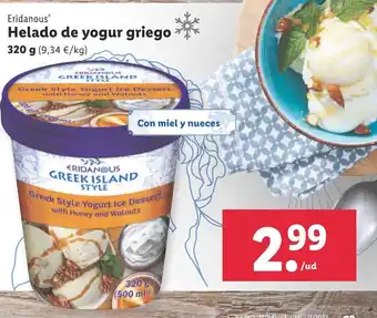 Lidl Eridanous Helado de yogur griego 320g oferta