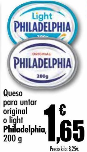 Unide Supermercados Queso para untar original o light philadelphia oferta