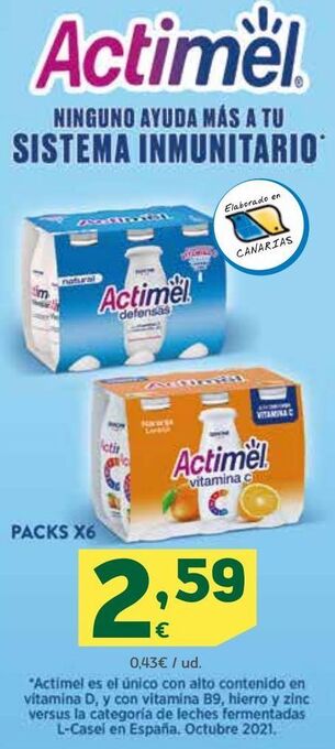 HiperDino Actimel packs x6 oferta