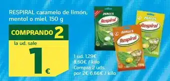 HiperDino Respiral caramelo de limón, mentol o miel, 150 g oferta