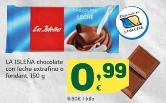 HiperDino La isleña chocolate con leche extrafino o fondant, 150 g oferta