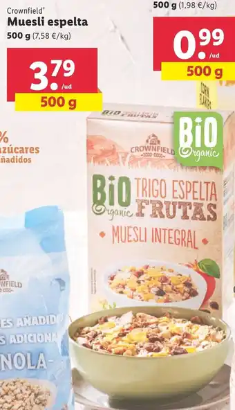 Lidl Crownfield Muesli Espelta 500 g oferta