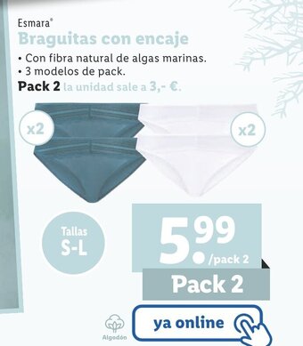 Lidl Esmara® Braguitas Con Encaje Pack 2 oferta