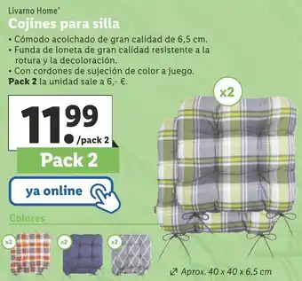 Lidl Livarno Home® Cojines Para Silla Pack 2 oferta