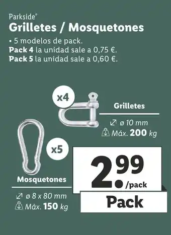 Lidl Parkside Grilletes / Mosquetones oferta