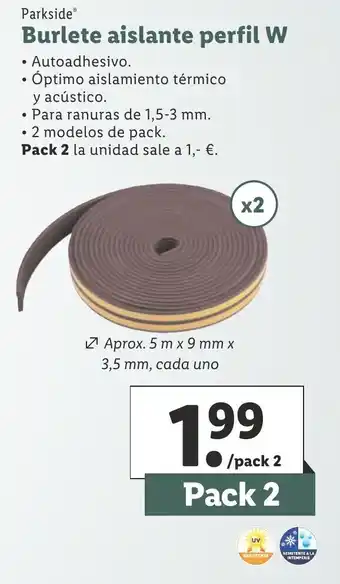 Lidl Parkside Burlete aislante perfil W 5mx9mmx3,5mm, cada uno oferta