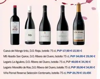 El Corte Inglés Cueva del Monge tinto D.O. Rioja 75cl oferta