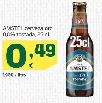 HiperDino Amstel cerveza oro 0,0% tostada, 25 cl oferta