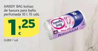 HiperDino Handy bag bolsas de basura para baño perfumada 10 l, 15 uds. oferta