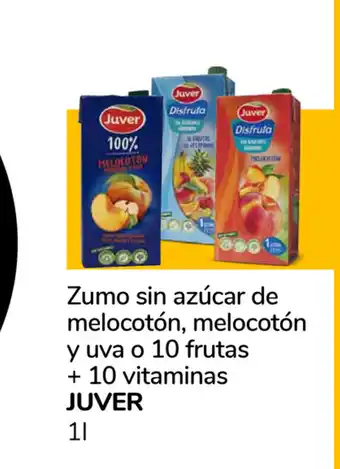 Supeco Juver Zumo sin azúcar de melocotón, melocotón y uva o 10 frutas + 10 vitaminas 1L oferta