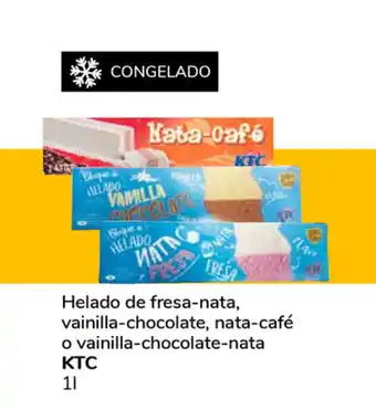 Supeco KTC Helado de fresa-nata, vainilla-chocolate, nata-café o vainilla-chocolate-nata 1L oferta