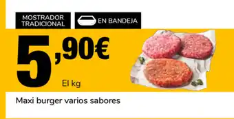 Supeco Maxi burger varios sabores oferta