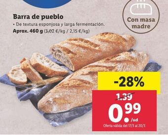 Lidl Pan de pueblo oferta