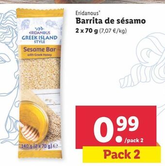 Lidl Barritas de sésamo eridanous oferta