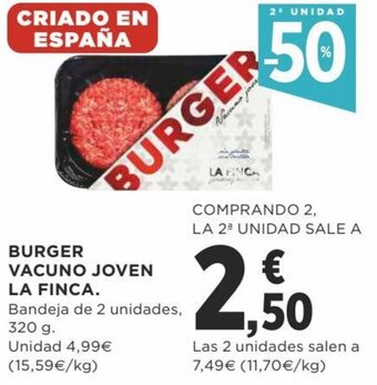 Supercor Burger Vacuno Joven La Finca Bandeja de 2 unidades, 320 g. oferta