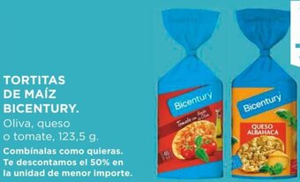 Supercor 2ª Unidad -50% Tortitas De Maíz Bicentury Oliva, Queso o Tomate 123.5 g oferta