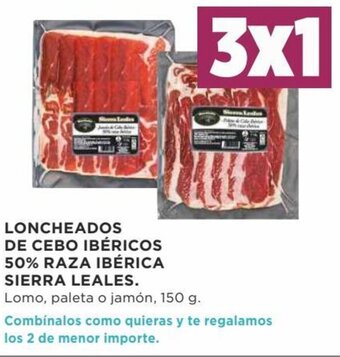 Supercor 3x1 Loncheados De Cebo Ibéricos 50% Raza Ibérica Sierra Leales Lomo, Paleta o Jamón 150 g oferta