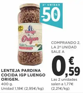 Supercor Lenteja Pardina Cocida IGP Luengo Origen 400 g oferta
