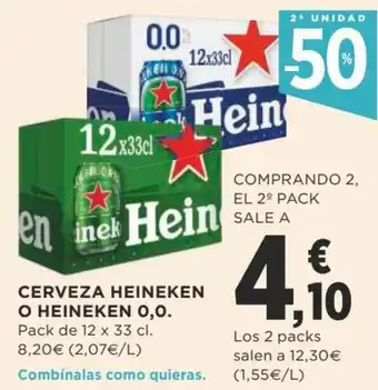 Supercor Cerveza Heineken o Heineken 0.0 Pack de 12 x 33 cl oferta