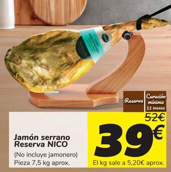 Carrefour Jamón serrano reserva nico oferta