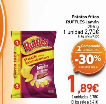 Carrefour Patatas fritas ruffles jamón oferta