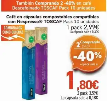 Carrefour Café en cápsulas compostables compatibles con nespresso toscaf oferta