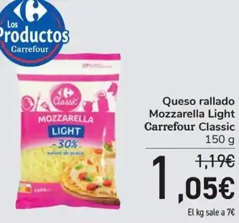 Carrefour Queso rallado mozzarella light carrefour classic oferta