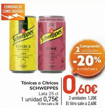 Carrefour Tónica o cítricos schweppes oferta