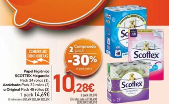 Carrefour Papel higiénico scottex megarollo, acolchado u original oferta