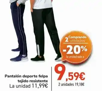Carrefour Pantalón deporte felpa tejido resistente oferta