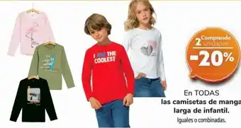 Carrefour En todas las camisetas de manga larga de infantil oferta