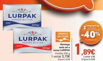 Carrefour Mantequilla con o sin sal lurpak oferta