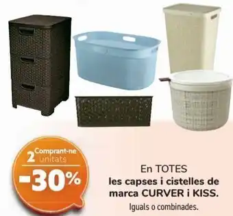 Carrefour En todas las cajas y cestas de marca curver y kiss oferta