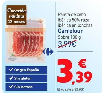 Carrefour Paleta de cebo ibérica 50% raza ibérica en lonchas carrefour oferta
